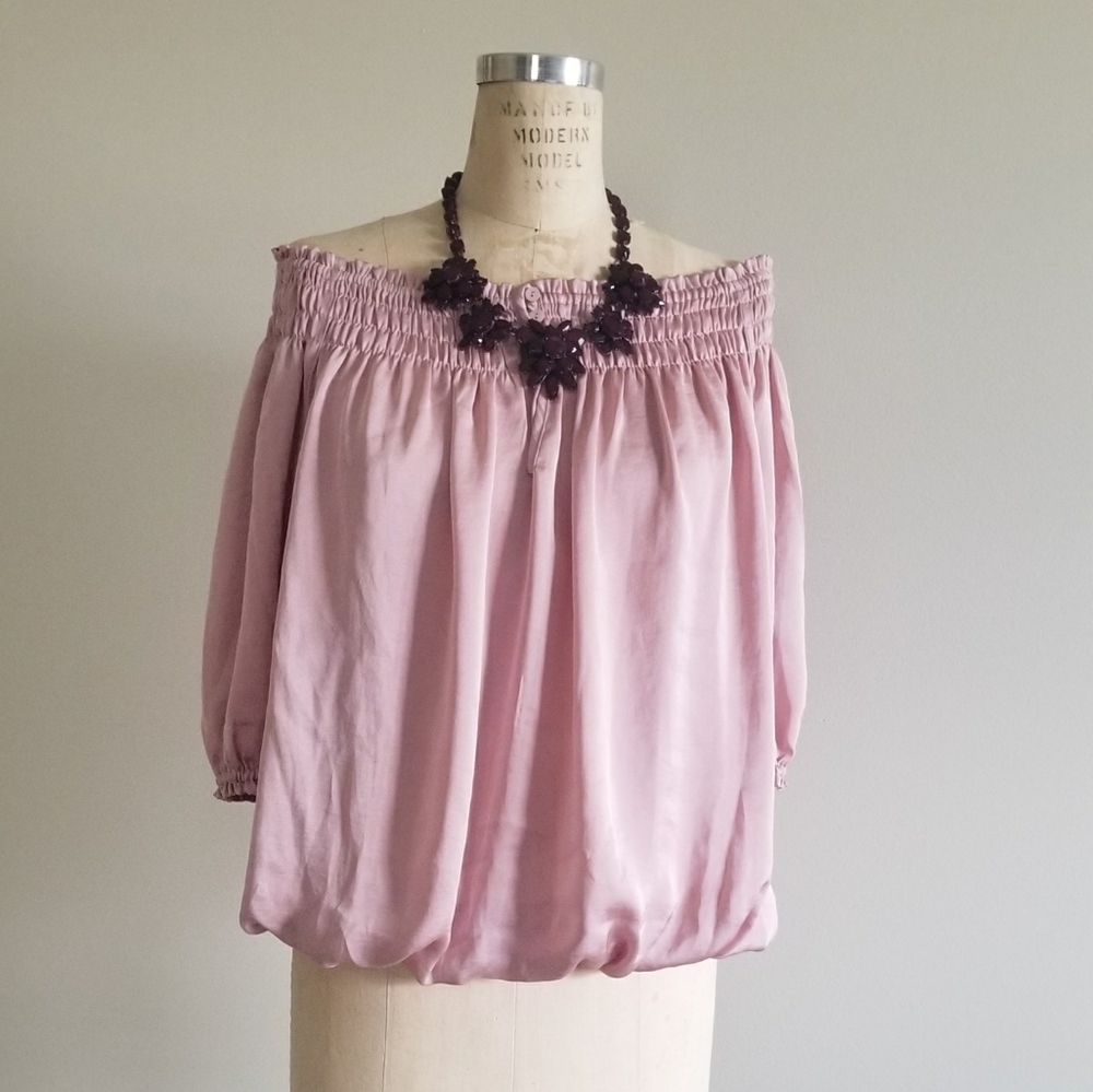 Blush pink off shoulder top
